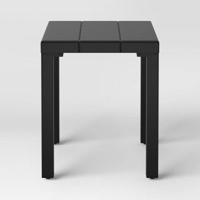  Beech Faux Slats Patio Accent Table Black - Threshold™
