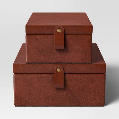  Faux Leather Storage Box Set - Threshold™