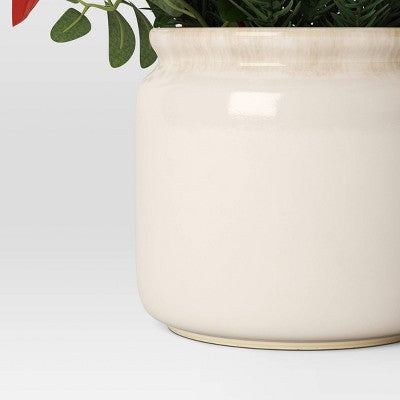  Artificial Plant Large Mixed Greenery And Poinsettia Arrangement - Threshold™