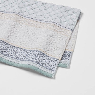  Pattern Filled Stripe Towel Blue - Threshold