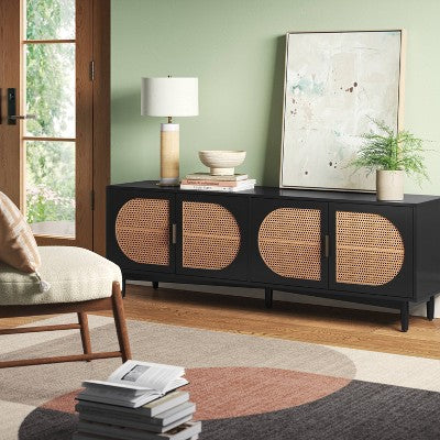  Organic Caned TV Stand For TVs Up To 65" Black - Threshold™