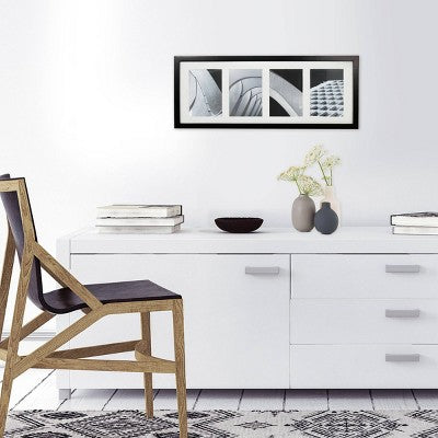  5" X 7" Thin Collage 4 Photos Frame Black - Threshold™: Modern Wall Decor, MDF Material, Glass Window