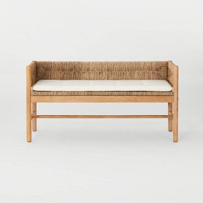  Elden Wood Bench With Woven Back And Loose Cushion Seat - Threshold™ Designed With Studio McGee