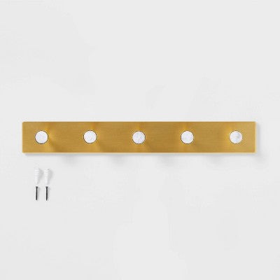  Metal And Faux Marble 5 Hooks Gold - Threshold™