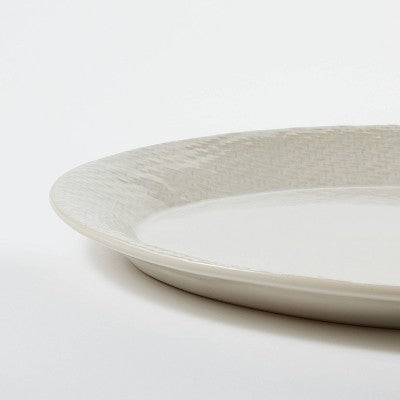  Stoneware Ceramic Oval Serving Platter Cream - Threshold™ Designed With Studio McGee: Scratch-Resistant, Microwave & Dishwasher Safe