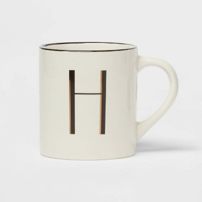  16oz Stoneware Monogram Mug Ivory - Threshold™
