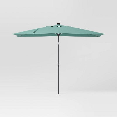  10'x6' Rectangular Solar Market Patio Umbrella - Black Pole - Threshold™