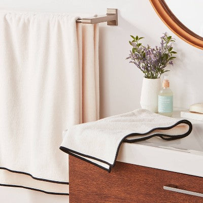  Luxe Border Stitch Towel Black/White - Threshold™