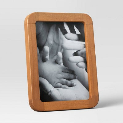  Rounded Corner Medium Wood Single Image Table Frame Brown - Threshold™
