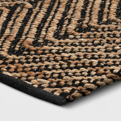  2'4"x7' Handloom Chevron Runner Rug Black - Threshold™: Jute & Cotton, Indoor, Abstract Pattern, OEKO-TEX Certified