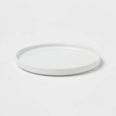  8" Stoneware Stella Salad Plate White - Threshold™: Dishwasher & Microwave Safe, Solid Round Dining Plate