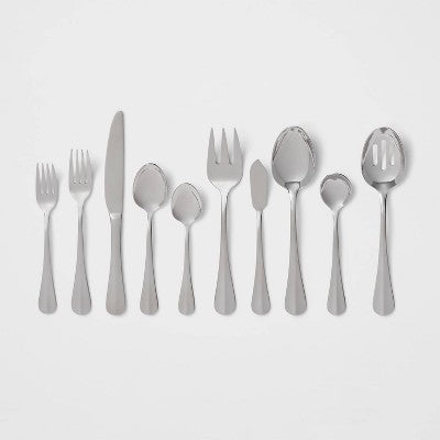  65pc Sussex Flatware Set Silver - Threshold™: Stainless Steel Silverware Service For 12, Dishwasher-Safe