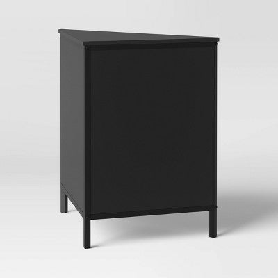  Mesh Corner Cabinet Black - Threshold™: Sleek Metal Storage With Golden Handles, V-Shaped Design