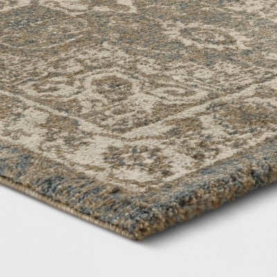  Medallion Jewel Boarder Persian Rug Cream/Gray - Threshold
