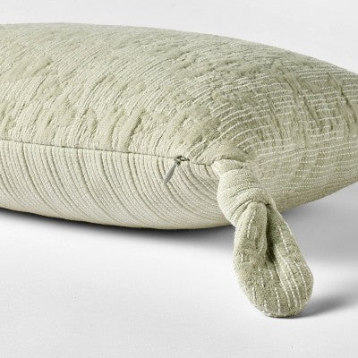  Lumbar Floral Jacquard Pillow With Corner Ties Green - Threshold Designed With Studio McGee