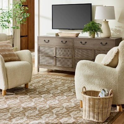  Brandeis Woven TV Stand For TVs Up To 60" Brown - Threshold™ Designed With Studio McGee