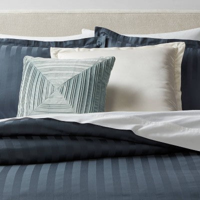  18"x18" Luxe Square Velvet Pleated Decorative Pillow Light Teal - Threshold™: Indoor Geometric Design, Polyester Velour