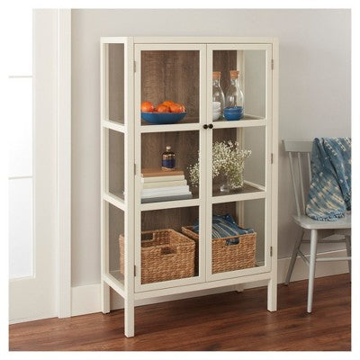  56.2" Hadley Library Cabinet With Glass Shell White - Threshold™