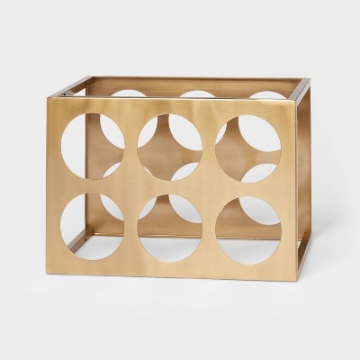  6 Bottles Delavan Collection Metal Stand Wine Rack Gold - Threshold™