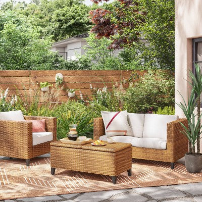  Brookfield Steel Wicker Club Chair With Cushions - Light Brown - Threshold™