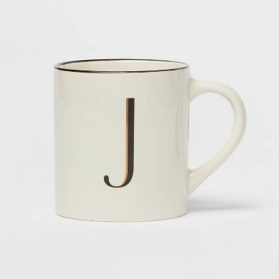  16oz Stoneware Monogram Mug Ivory - Threshold™