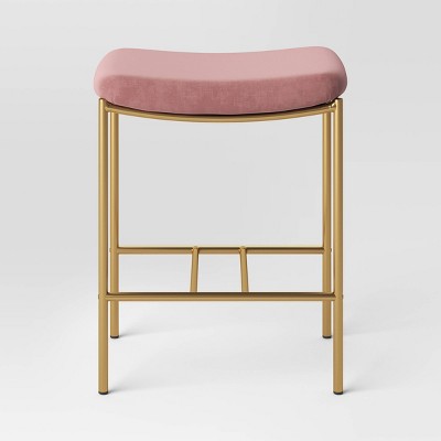  Orion Luxe Backless Counter Height Barstool With Brass Legs Blush Velvet - Threshold™