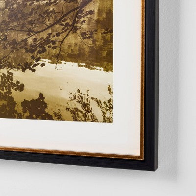  24"x18" Abstract Lake Framed Wall Art - Threshold™ Designed With Studio McGee: Modern Decor, Polystyrene Gold & Black Frame