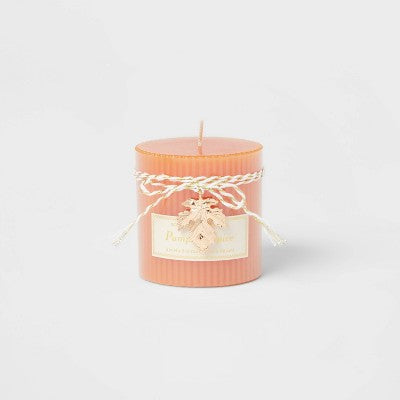  Ribbed Pillar Pumpkin Spice Candle - Threshold™