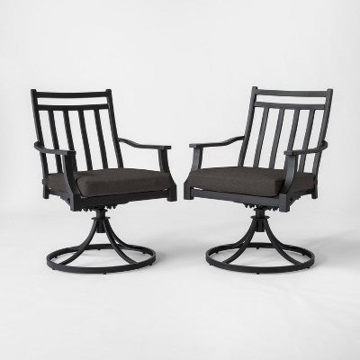  Fairmont 2pk Metal Patio Swivel Rocking Dining Chair - Threshold