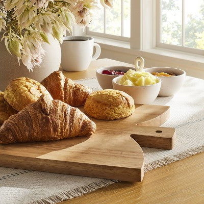  Angled Paddle Serving Board Brown - Threshold™ Designed With Studio McGee: Rubberwood Tray With Handles, FSC Certified
