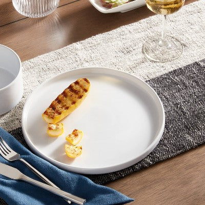  10.5" Stoneware Stella Dinner Plate White - Threshold™: Round, Solid Pattern, Dishwasher & Microwave Safe