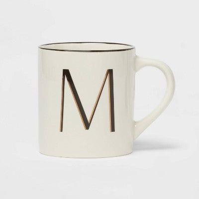  16oz Stoneware Monogram Mug Ivory - Threshold™
