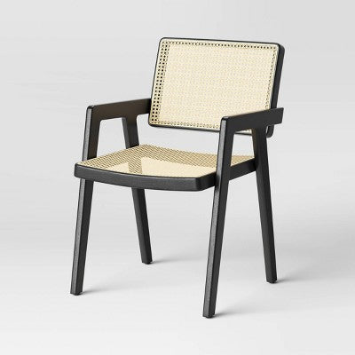  Wood Framed Woven Panel Dining Chair Black - Threshold™