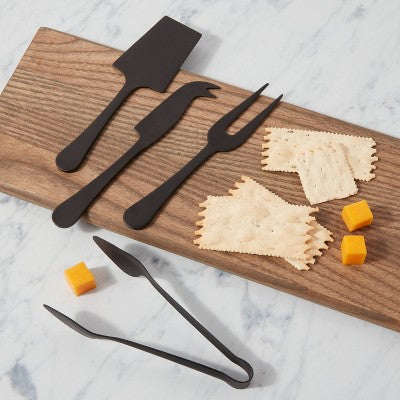  4pc Stainless Steel Cheese Knive Serving Set Black - Threshold™