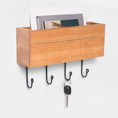  Beechwood Wall Storage With Hooks - Threshold™