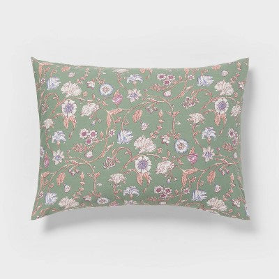  Boho Reversible Printed Comforter & Sham Set Green Floral - Threshold™