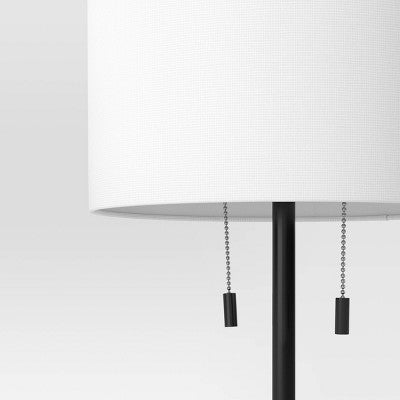  Reeded Metal Stick Lamp With Dual Socket Black (Includes LED Light Bulb) - Threshold™