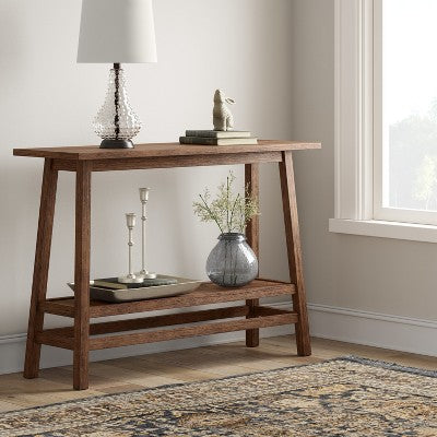  Haverhill Wood Console Table Weathered Brown - Threshold™