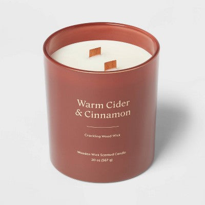  20oz Glass Woodwick Warm Cider & Cinnamon Candle - Threshold™