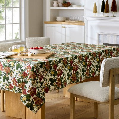  104"x60" Floral Tablecloth - Threshold™ Designed With Studio McGee: Cotton, Machine Washable, Rectangle, Multicolored