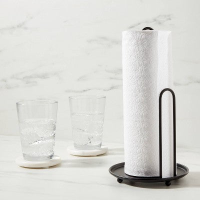 Iron Wire Paper Towel Holder Black - Threshold™: Freestanding Kitchen Holder, Spot Clean, 12" Height, Iron Material
