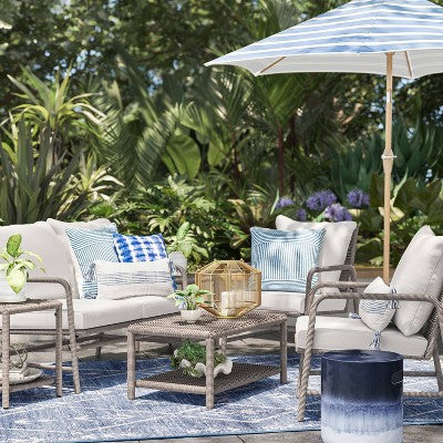  2pc Granby Padded Wicker Outdoor Patio Chairs, Club Chairs Gray - Threshold™