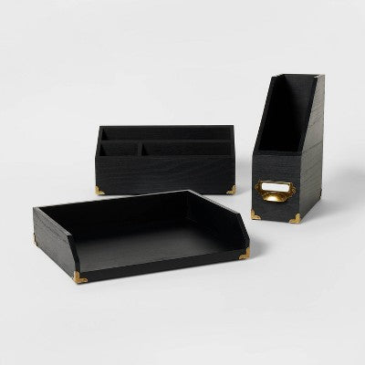  Wood Desktop Storage Unit Black - Threshold™