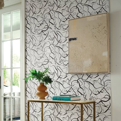  Gestural Lines Dark Brown Wallpaper - Threshold™