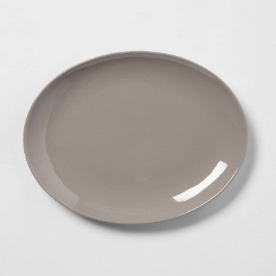  10" Stoneware Avesta Serving Platter Gray - Threshold™: Oval Modern Microwave & Dishwasher-Safe Tableware