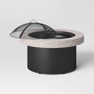  32" Stack Stone Wood Burning Outdoor Fireplace With Spark Screen - Threshold™
