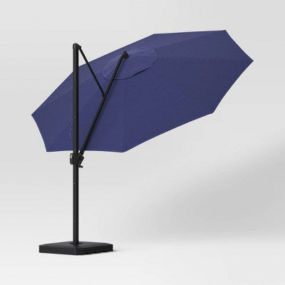  11'x11' Offset Patio Umbrella Navy - Black Pole - Threshold™