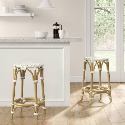  Perry Rattan Backless Woven Counter Height Barstool Cream - Threshold™