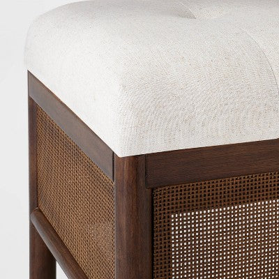  Woodspring Cane Base Ottoman Dark Walnut/Cream - Threshold™ Designed With Studio McGee