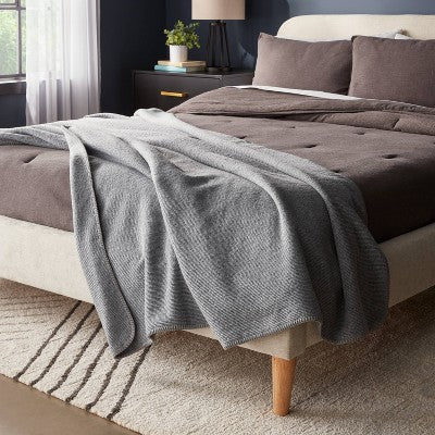  60"x80" Ribbed Faux Wool Bed Throw Blanket - Threshold™